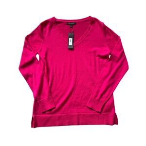 Merino Wool Banana Republic Red/Pink V Neck Sweater Size Small Womens Classic